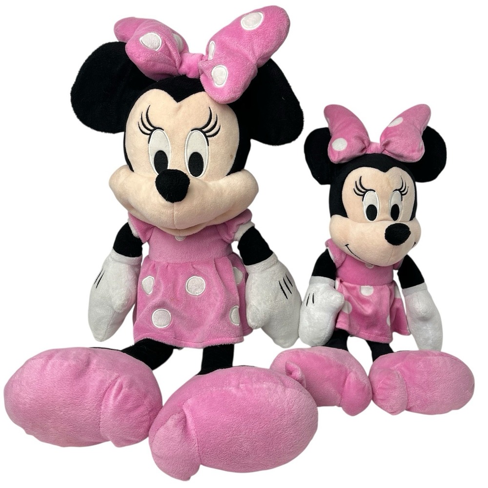 Disney Minnie Mouse Pink Polka Dot Dress Lot Giant‎ & Medium Plush Dolls Stuffed